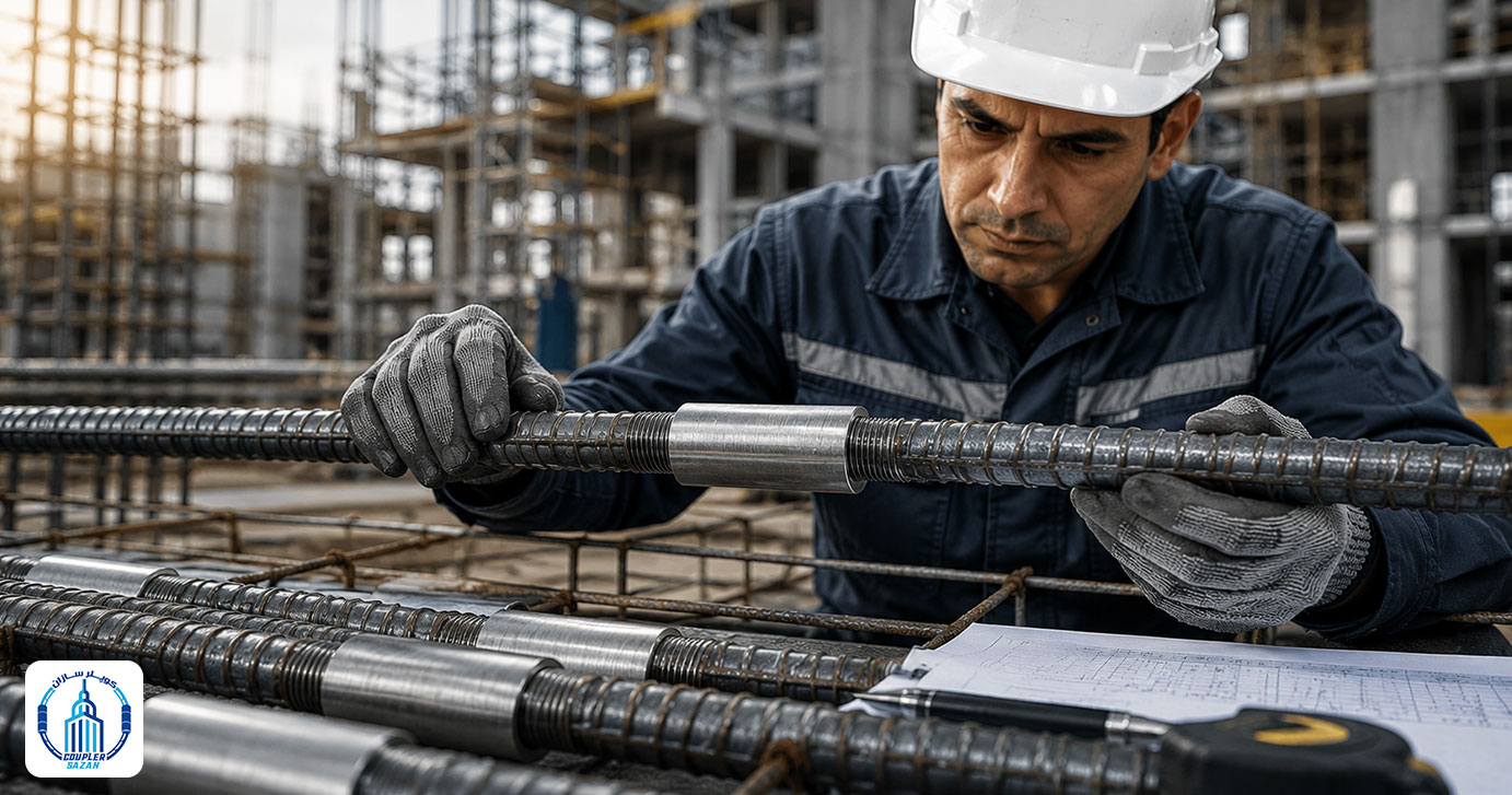 اتصال مکانیکی استاندارد میلگرد پس از کنترل کیفیت رزوه